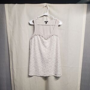 Express Cream Lace Embellished Tank Top